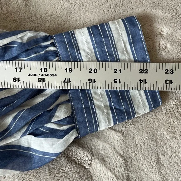 Banana Republic Ramie Popover Shirt Dress Navy White Stripes Size MP Preppy NWT - Picture 14 of 16